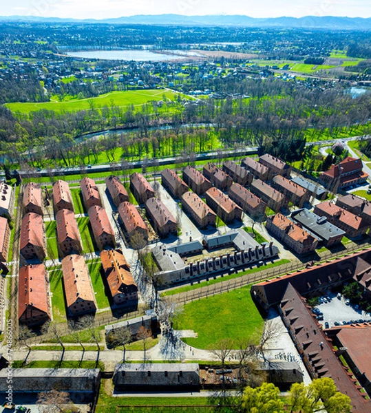 Obraz View of Auschwitz concentration camp in Oswiecim, a complex of concentration and extermination camps operated by Nazi Germany in occupied Poland