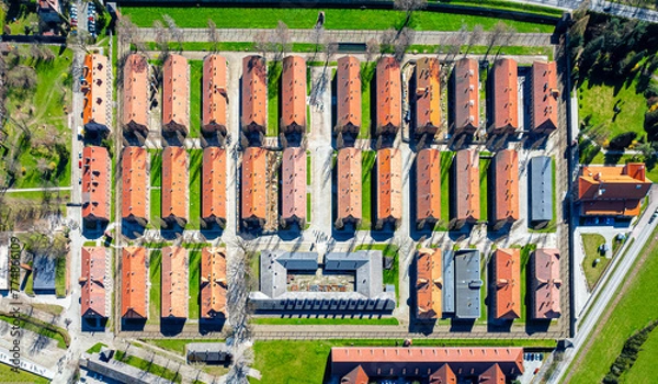 Obraz View of Auschwitz concentration camp in Oswiecim, a complex of concentration and extermination camps operated by Nazi Germany in occupied Poland