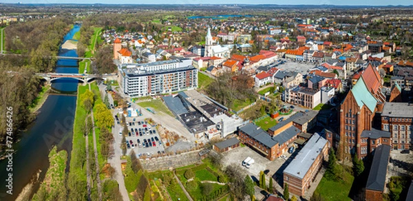 Obraz View of city of Oswiecim in Poland, where Nazi Auschwitz concentration camp is located