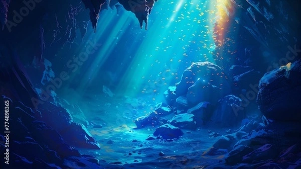 Fototapeta Underwater Cave Diving: Subterranean Wonders and conceptual metaphors of Subterranean Wonders