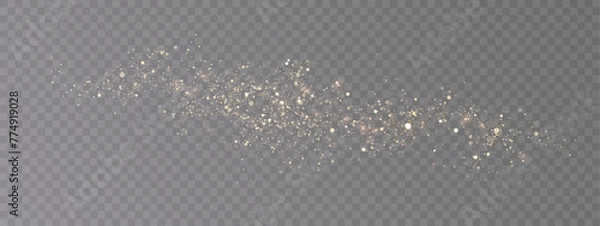 Fototapeta Light effect with lots of glittery highlights, bokeh effect shining on transparent background for christmas new year design. And illustrations. Vector