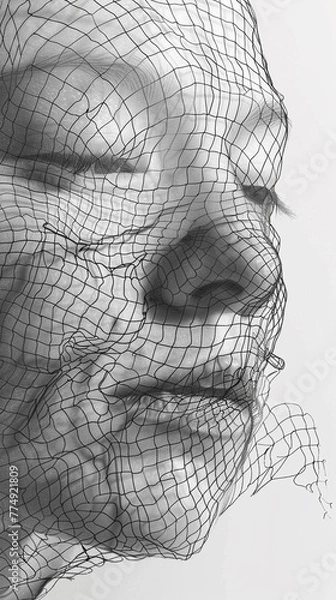 Fototapeta the image is a photograph of a net,, in the style of generative art, distinctive noses