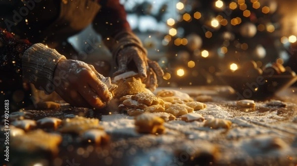 Fototapeta Person Making Cookies on Table