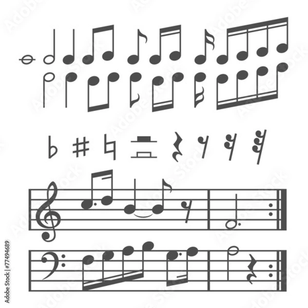 Fototapeta Music notes and icons vector set