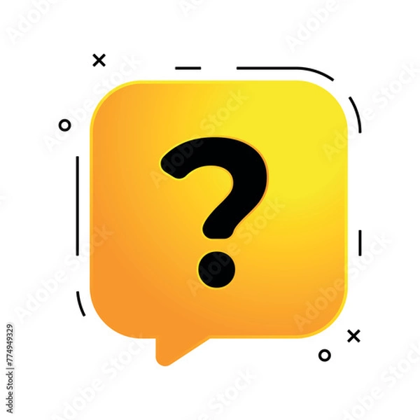 Fototapeta Social media notification icon, bubble speech with question mark
