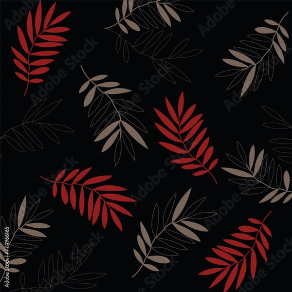 Obraz Luxury nature black background. Floral pattern. Vector illustration 10 EPS.