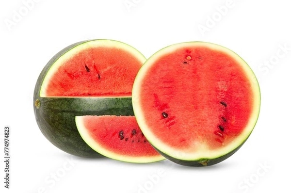 Fototapeta watermelon isolated on white background, clipping path, full depth of field