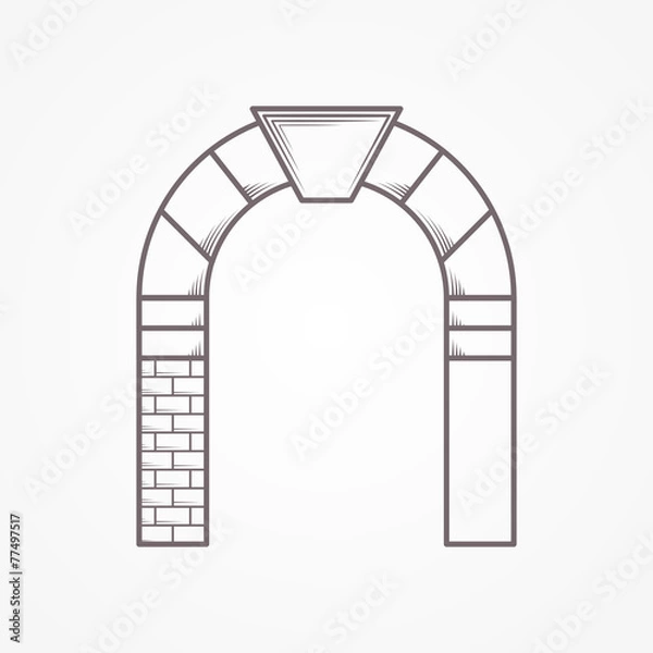 Fototapeta Round arch flat line vector icon