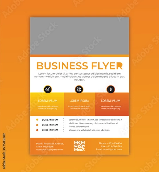 Obraz A4 format flyer or brochure for corporate business advertising vector abstract design, annual report or modern leaflet, cover or presentation corporate trendy style