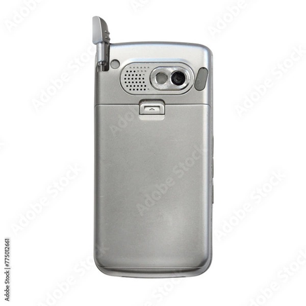 Obraz Old push-button flip phone back view