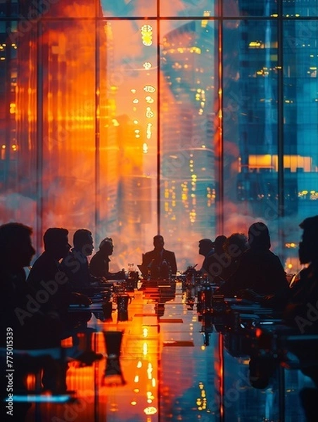 Fototapeta Executive Board Meeting with Blurred Presenters and Projectors