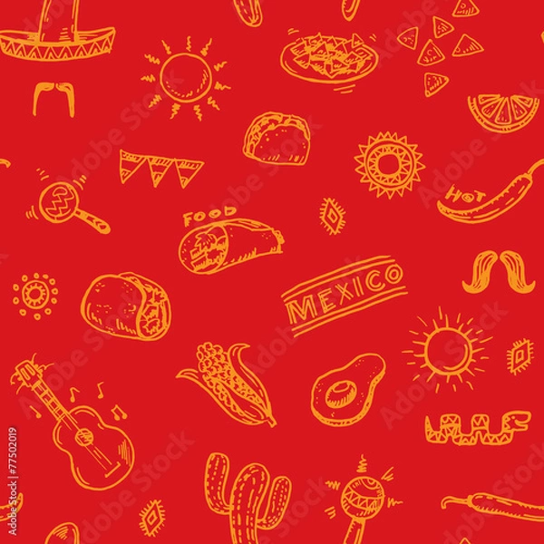 Fototapeta Mexican hand drawn pattern
