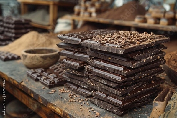 Fototapeta Rustic Chocolate Factory Workshop Amidst Sweet Aroma