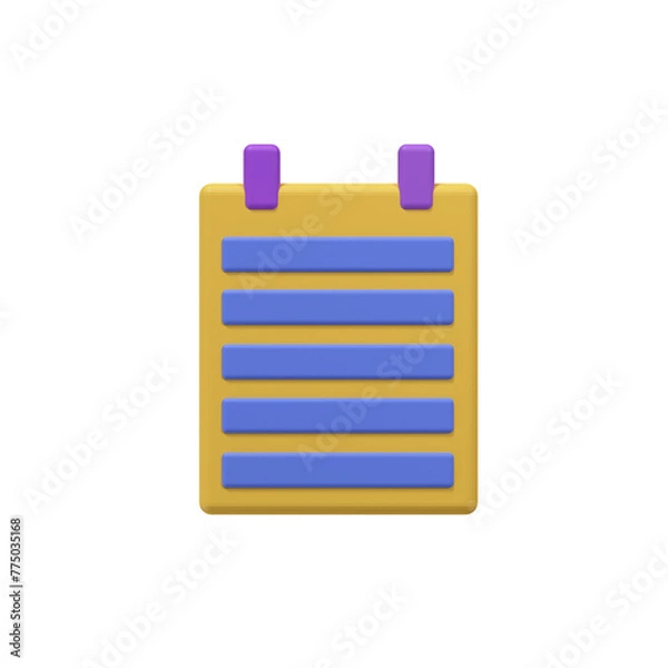 Obraz 3D note with line simple icon