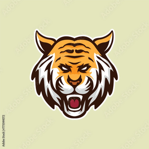Fototapeta Tiger Head mascot logo illustration sports or team logo