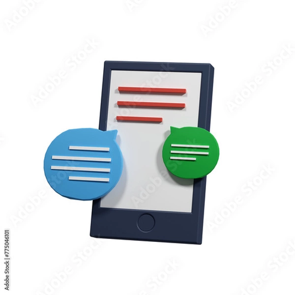 Obraz 3D Illustration phone with bubble message