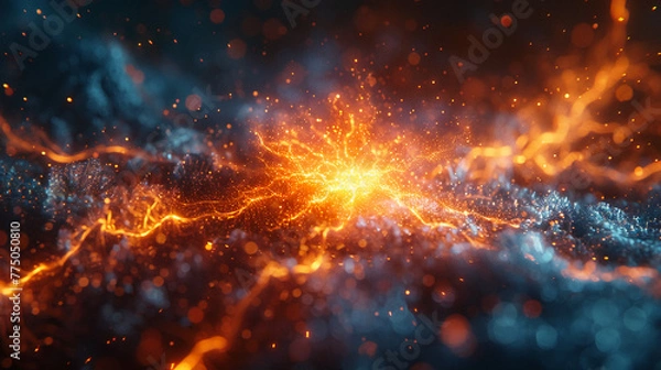 Fototapeta close up Moment of Proton Particle Collision. AI generative