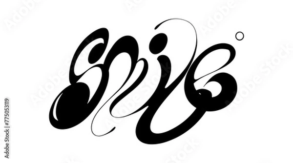 Obraz Abstract Custom Text Black Vector in Cute  and Beutiful curve