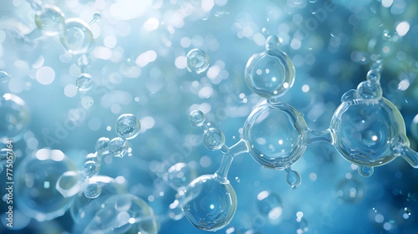 Fototapeta Atom abstrac background, Molecular science background image and atomic model.