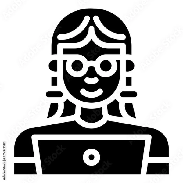 Fototapeta avatar with a laptop. vector single icon with a solid style. suitable for any purpose. for example: website design, mobile app design, logo, etc.