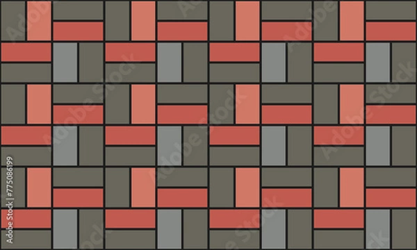 Obraz tile ceramic retro abstract shape in geometric seamless pattern style illustration.