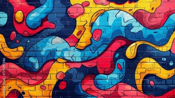 Obraz An artistic fusion of modern Gen-Z techniques and classic '80s and '90s graffiti, captured in a vibrant and dynamic  illustration.