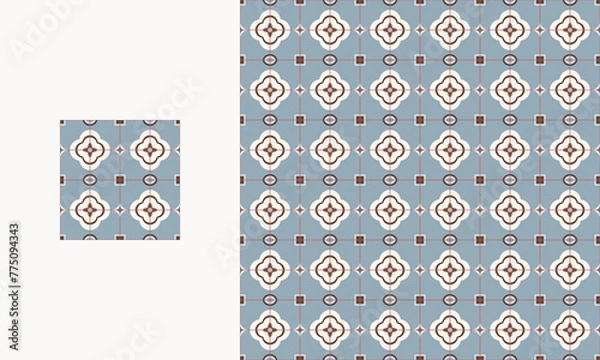 Obraz tile ceramic retro abstract shape in geometric seamless pattern style illustration.