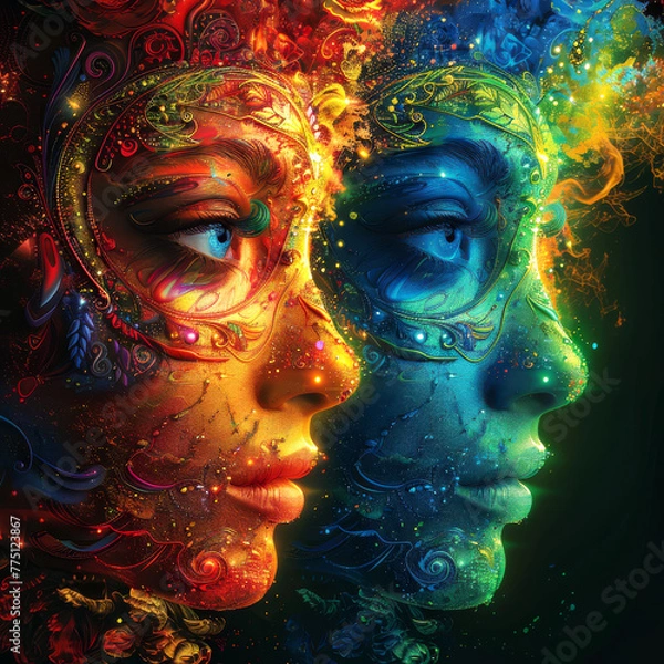Fototapeta The playful palette of Gemini: digital airbrushing at its best