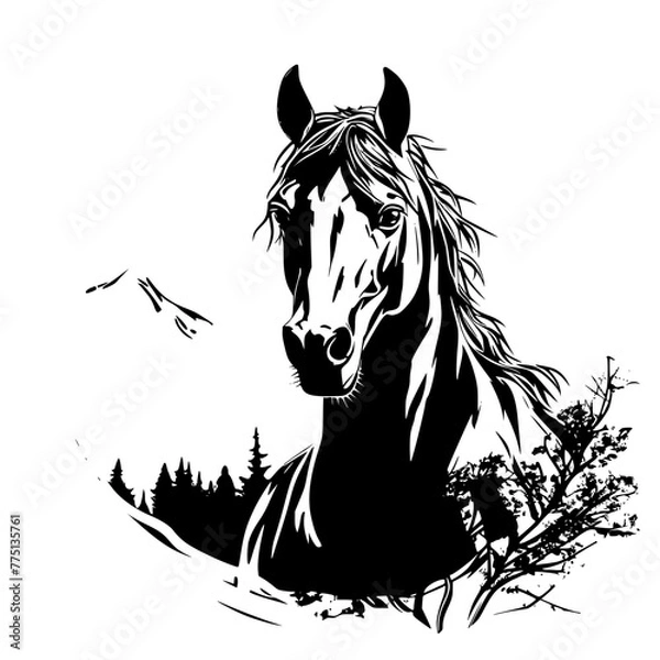 Obraz horse head silhouette vector