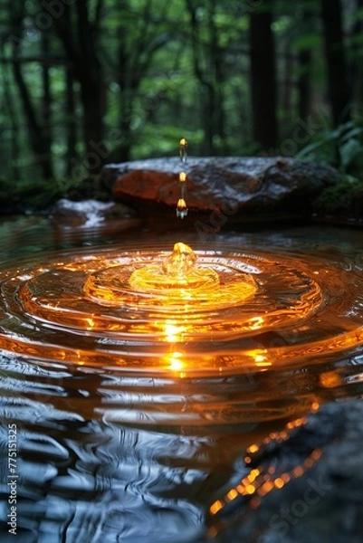 Fototapeta Holy Water Font with Gentle Ripples Reflecting Light