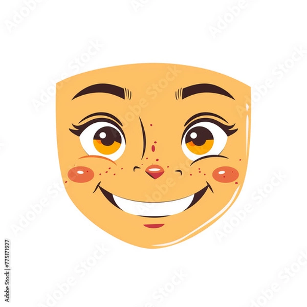 Fototapeta Vector art emoticon: smiling face with bright sparkling eyes in a minimalist design