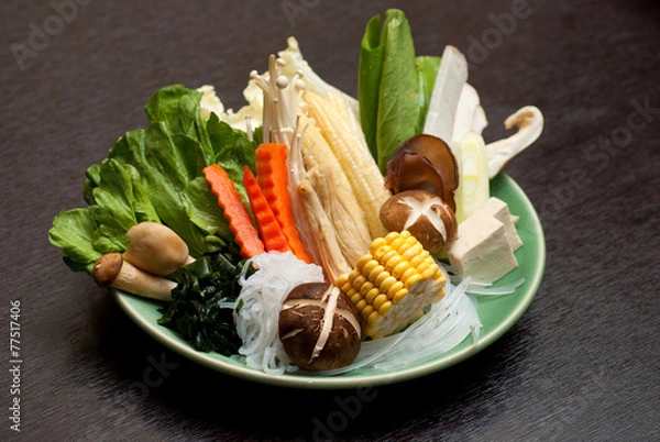 Obraz sukiyaki shabu Vegetable dinner set