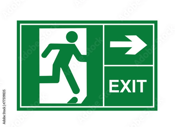 Fototapeta Exit sign, exit way, exit vector