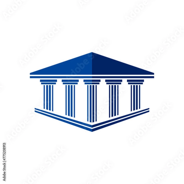 Fototapeta Bank, museum or library icon. Classical architecture building with columns. flat vector illustration easy to edit and customize. . Column pillar parthenon landmark. Vector illustration flat architectu
