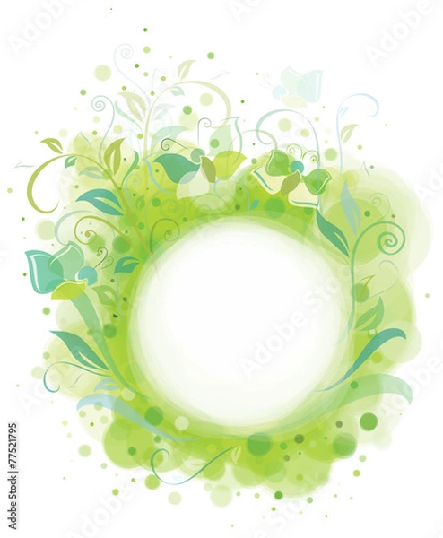 Obraz Vector spring frame, plants and butterflies.