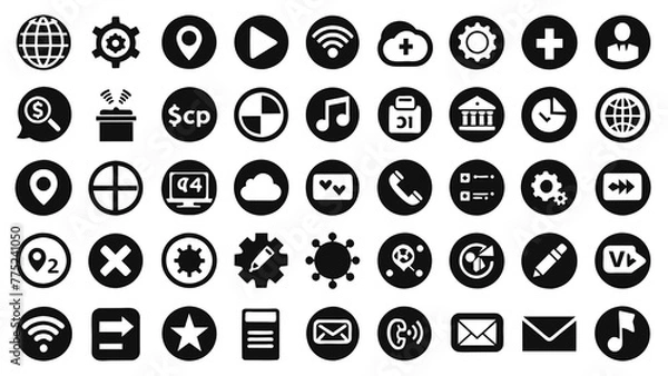 Fototapeta big-set-of-black-universal-web-icons-vector-image white background vector illustration
