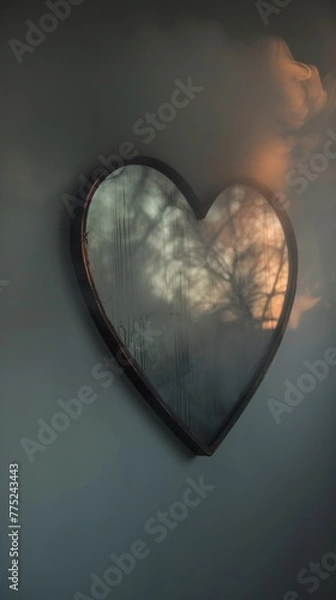 Fototapeta Heart Reflection in a Misty Window