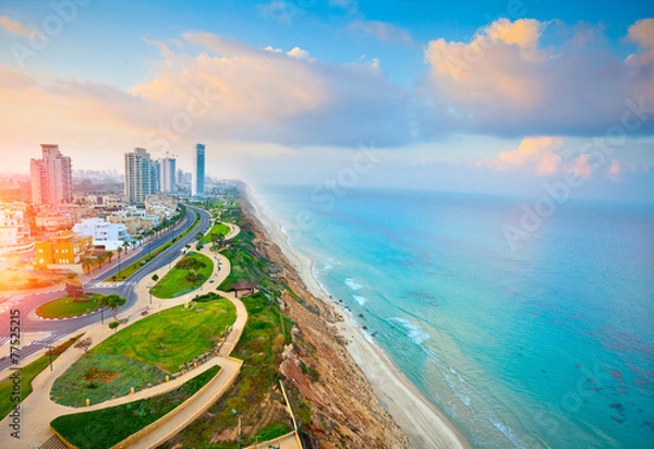 Fototapeta Panoramiczny widok na miasto Netanya, Izrael