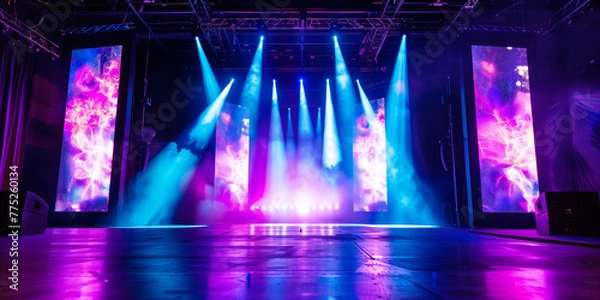 Obraz Stage and led blurred screen. 