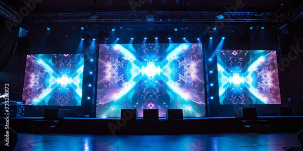 Obraz Stage and led blurred screen. 