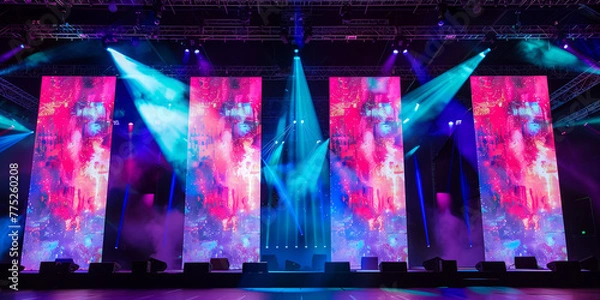 Obraz Stage and led blurred screen. 