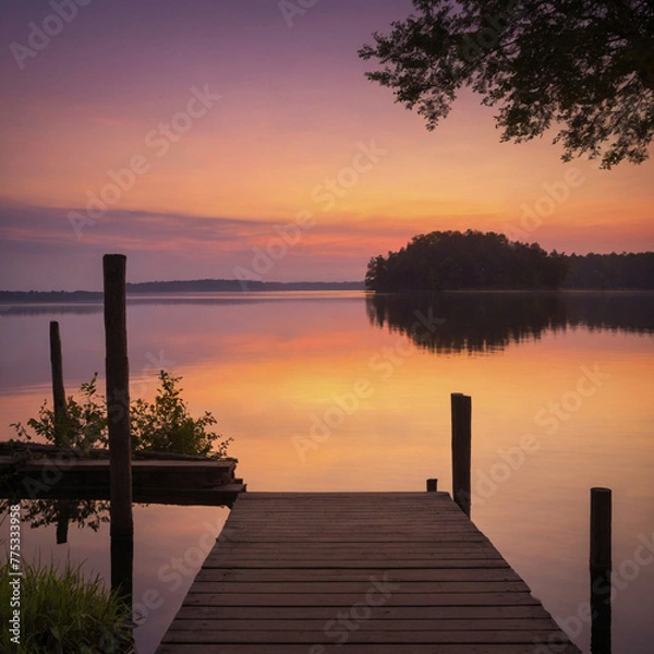 Fototapeta Sunset over the Lake