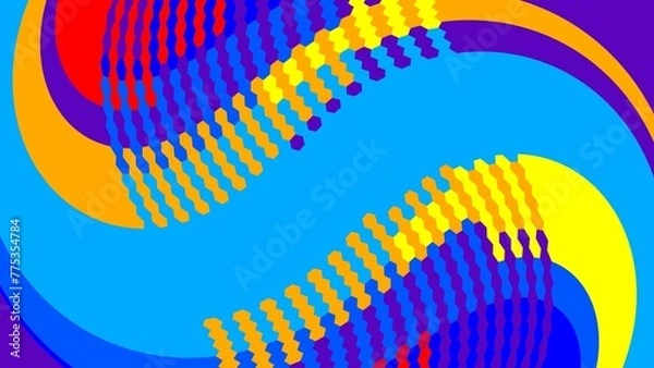 Fototapeta Abstract background with rainbow stripes, colorful waves, curved, winding
