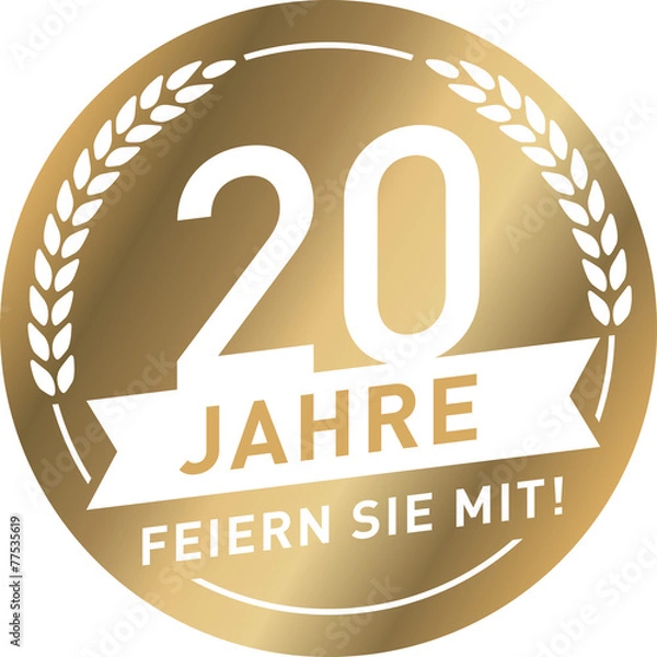 Fototapeta Button 20 Jahre Gold