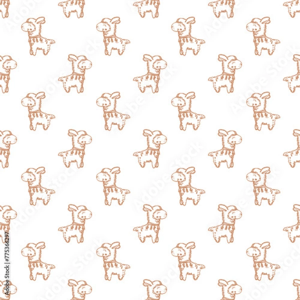 Obraz Seamless vector pattern with lamas 