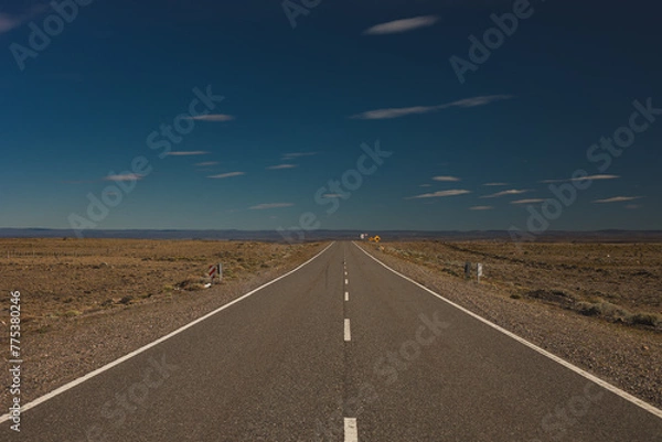 Fototapeta Driving in Pampas in geographical region that encompasses the southern end of South America in Argentina and Chile region comprises the southern section of the Andes Mountains with lakes, fjords