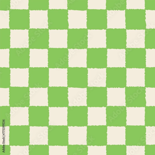 Obraz Seamless pattern with fuzzy green checkerboard