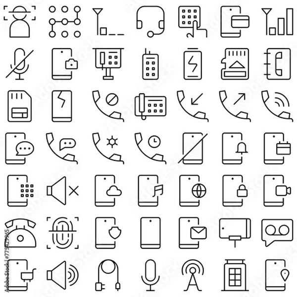 Fototapeta Vector of Phone Icon Set. Perfect for user interface, new application
