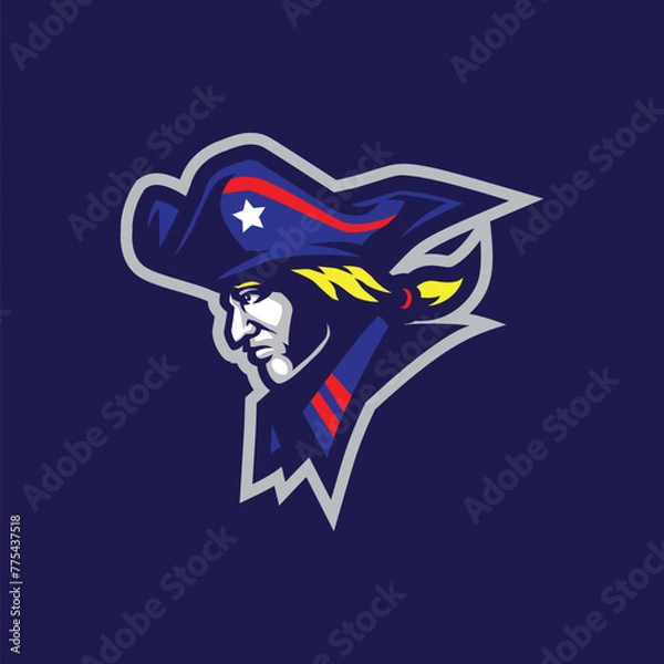 Fototapeta Patriot mascot logo design vector with modern illustration concept style for badge, emblem and t shirt printing. Patriot head illustration for sport and esport team.