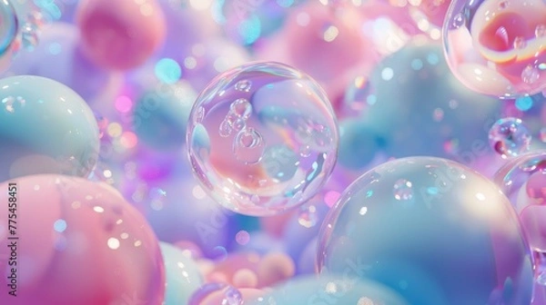 Fototapeta Dreamy 3D abstract background blends pastel colors and swirling shapes, Ai Generated.